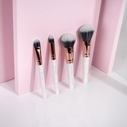 Brushworks White & Gold Travel Makeup Brush Set 4tk pintslikomplekt - Image 3